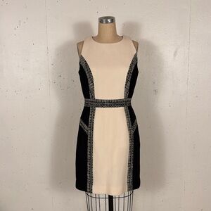 Milly Dress Black and White w Tweed Accents 8
